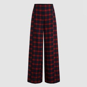 Cider Red and Black Plaid Wide Leg Pants